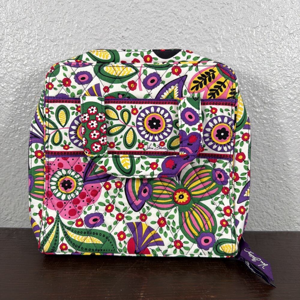 Vera Bradley Tech Organizer Viva La Vera Purple Pink Green Floral Zip Quilted